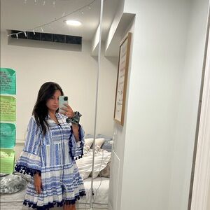 Shi by JOURNEYS Blue and White Geometric Dress
